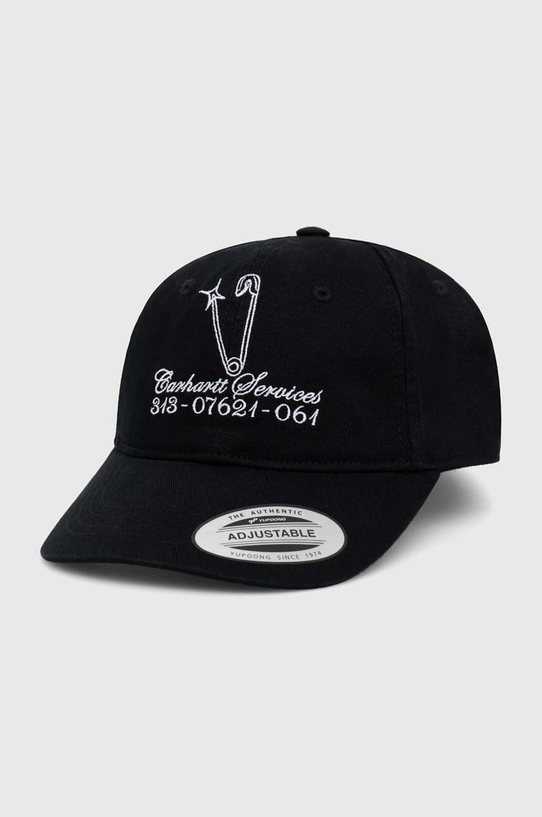 Carhartt WIP czapka z daszkiem bawełniana Safety Pin Cap kolor czarny z aplikacją I032944.0D2XX