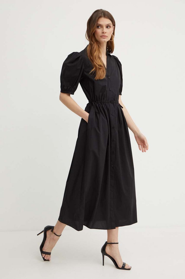 Liu Jo sukienka bawełniana kolor czarny maxi rozkloszowana