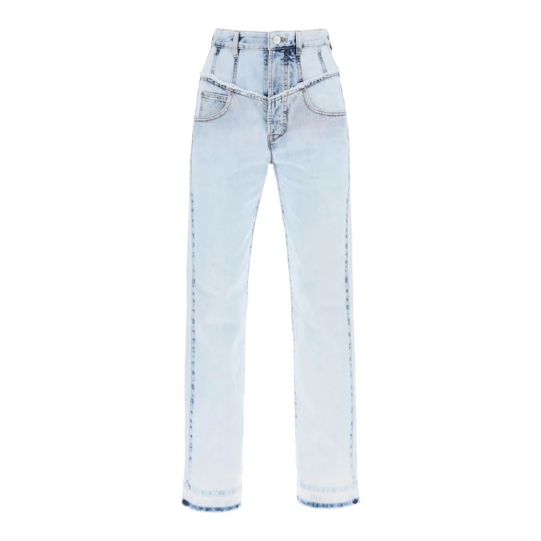 Frayed V-Seam Straight Leg Jeans Isabel Marant