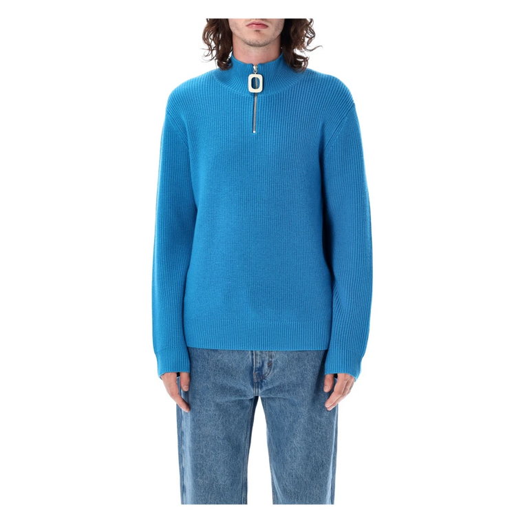 Niebieski Sweter z Półzamkiem Aw23 JW Anderson