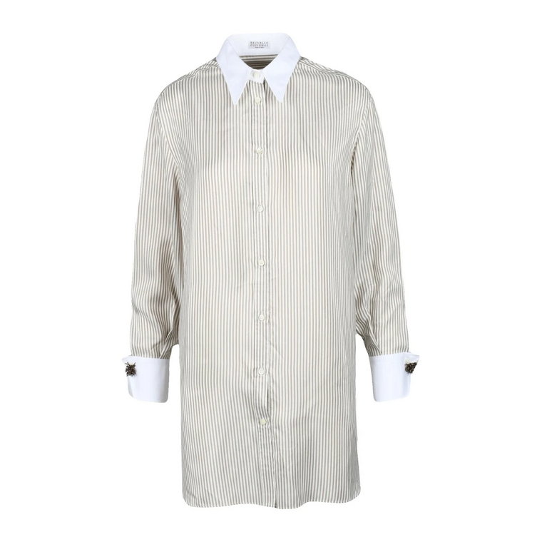 Biała/Beżowa Koszula dla Kobiet Brunello Cucinelli