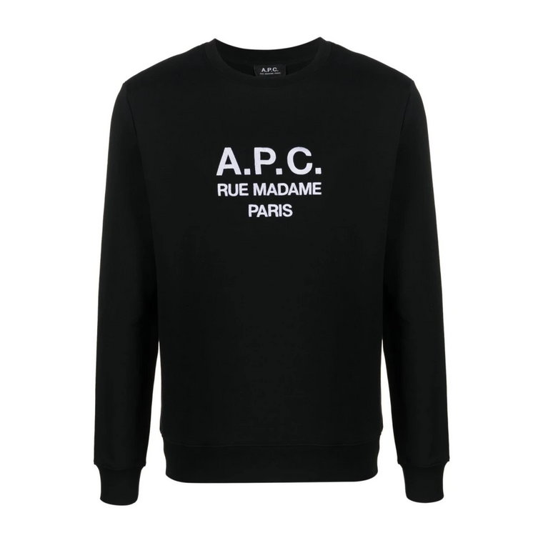 Czarny sweter z organicznej bawełny z nadrukiem logo A.p.c.