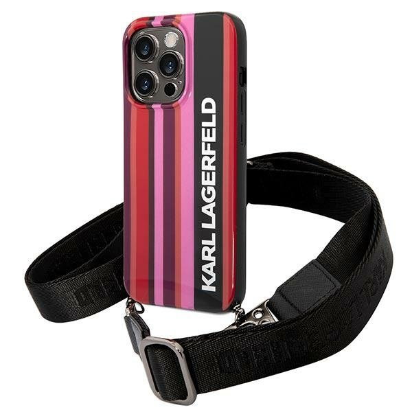 Karl Lagerfeld KLHCP14XSTSTP iPhone 14 Pro Max 6,7" hardcase różowy/pink Color Stripes Strap