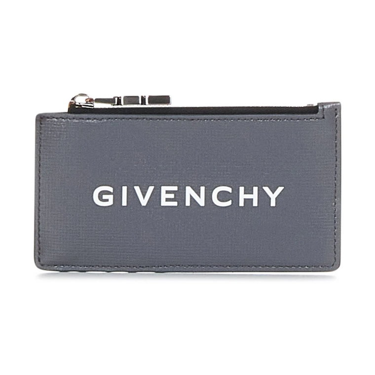 Szara skórzana portmonetka z charakterystycznym wzorem Givenchy
