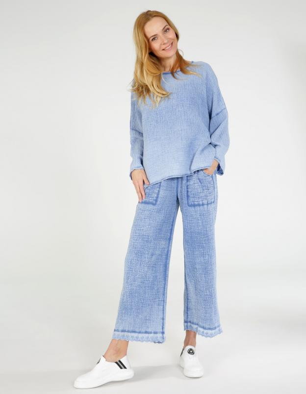 BAWEŁNIANE SPODNIE 235-00141 JEANS