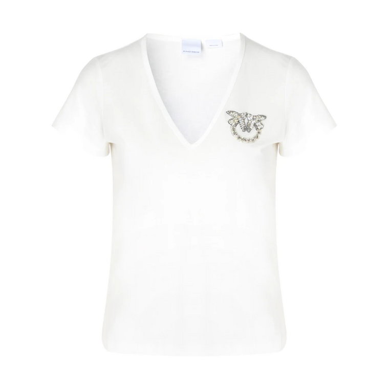 Biała koszulka z logo Love Birds Pinko