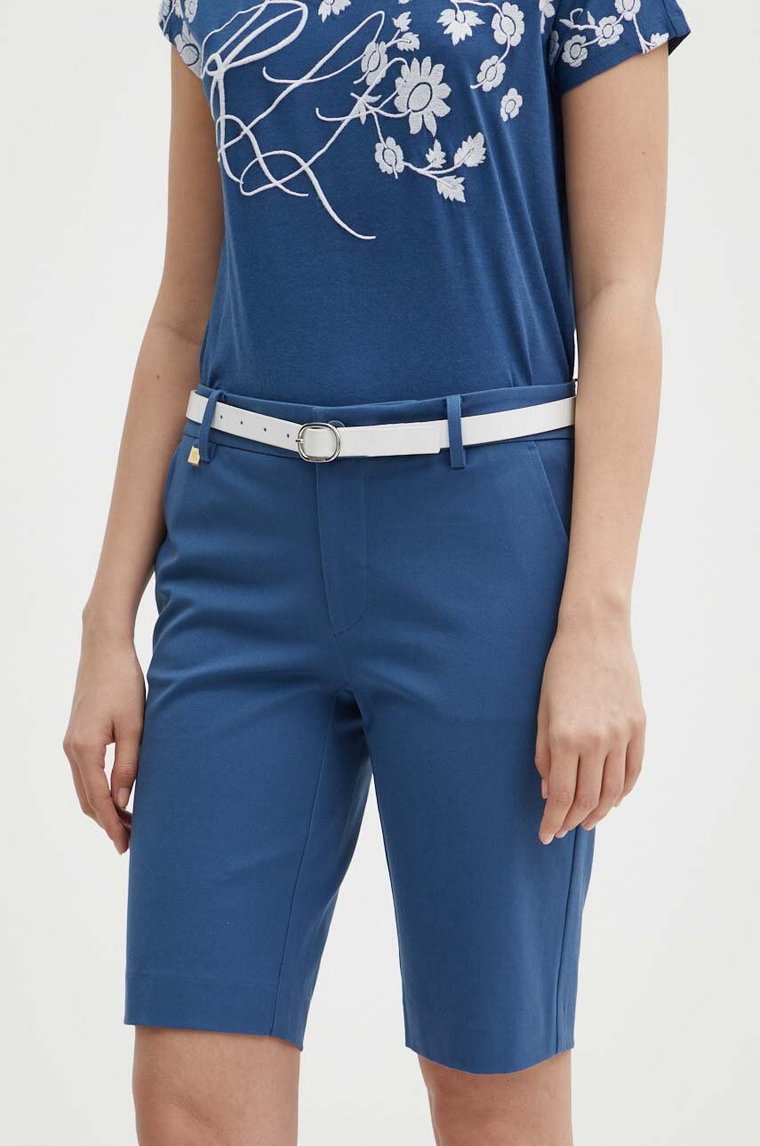 Lauren Ralph Lauren szorty damskie kolor niebieski gładkie medium waist 200791457