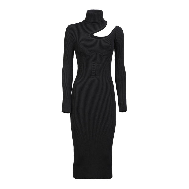 Rolleck Czarna Sukienka Midi z Wycięciami Tom Ford