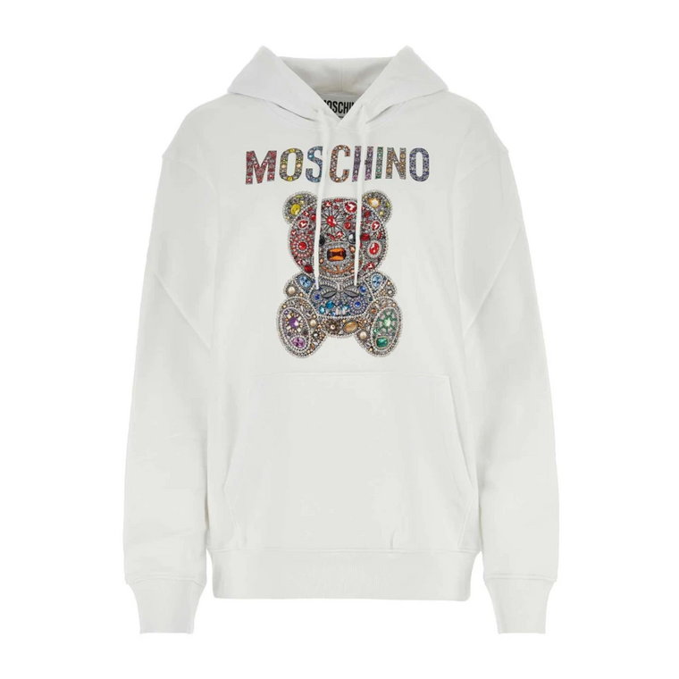 Oversize Biały Bawełniany Sweter Moschino