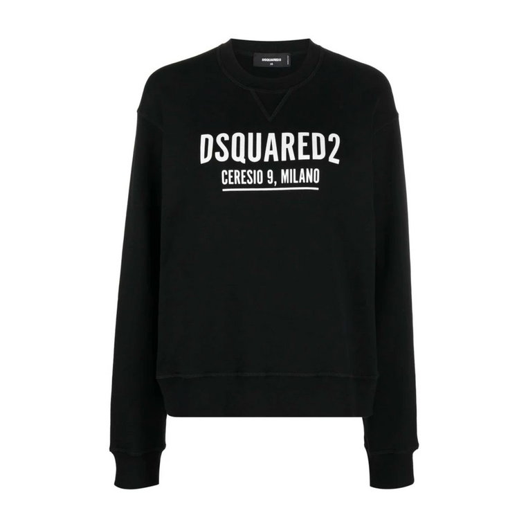 Czarny Sweter z Wzorem na Przodzie Dsquared2