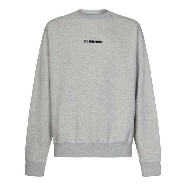 Szara Sweter w Pasy z Logo Jil Sander