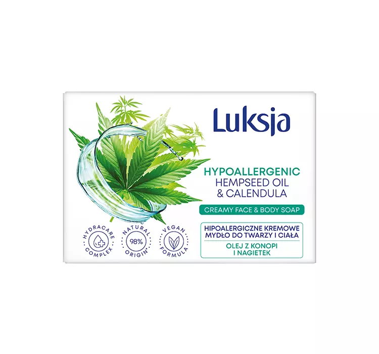 LUKSJA SILK CARE HIPOALERGICZNE MYDŁO W KOSTCE DO RĄK OLEJ Z KONOPI I NAGIETEK 100G