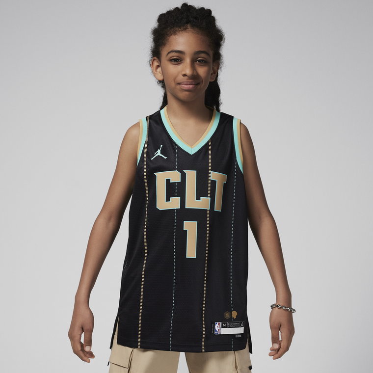 Koszulka dla dużych dzieci (chłopców) Jordan Dri-FIT NBA Swingman LaMelo Ball Charlotte Hornets City Edition 2022/23 - Czerń