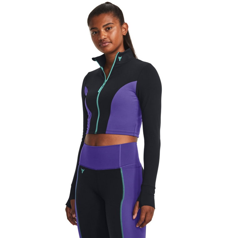 Damska bluza treningowa Under Armour Project Rock LetsGo Crop FZ - czarna