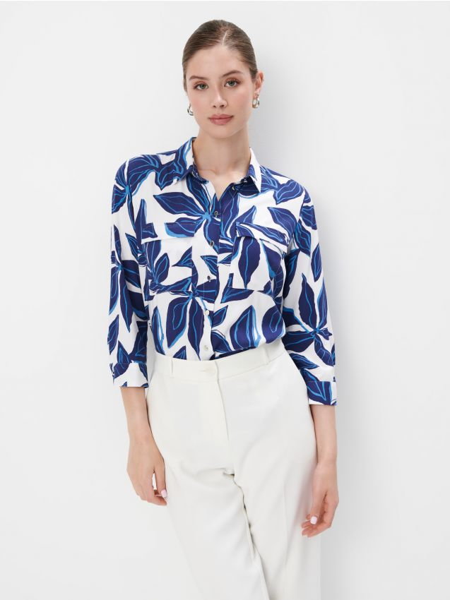 Mohito - Wzorzysta koszula z wiskozy - niebieski