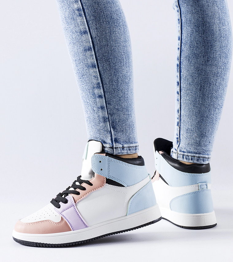 Różowo-niebieskie sneakersy za kostkę Eulalie