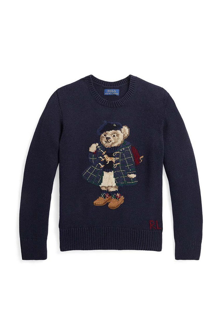 Polo Ralph Lauren sweter bawełniany dziecięcy kolor granatowy lekki