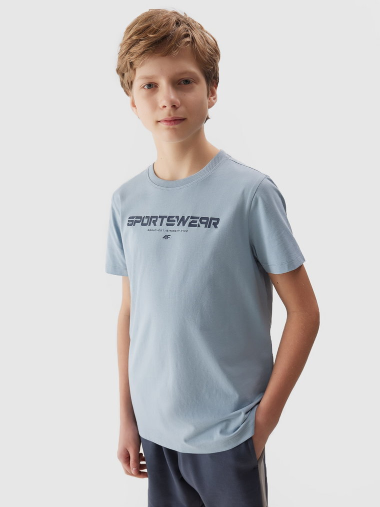 T-shirt z nadrukiem chłopięcy - niebieski
