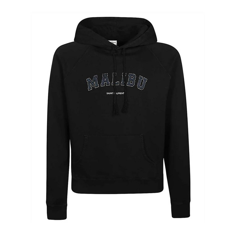 Malibu Logo Hoodie - Męska Bawełniana Bluza z Efektem Zużycia Saint Laurent