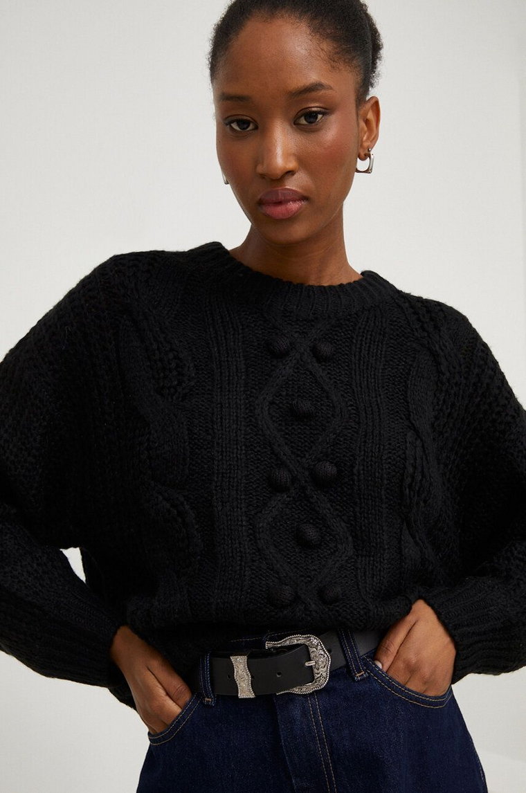 Answear Lab sweter damski kolor czarny ciepły z półgolfem