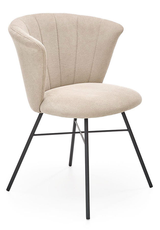 Beżowe pikowane krzesło muszelka - Voxar