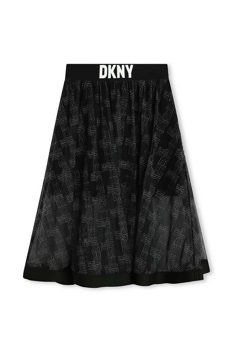 Dkny spódnica dziecięca kolor czarny midi rozkloszowana