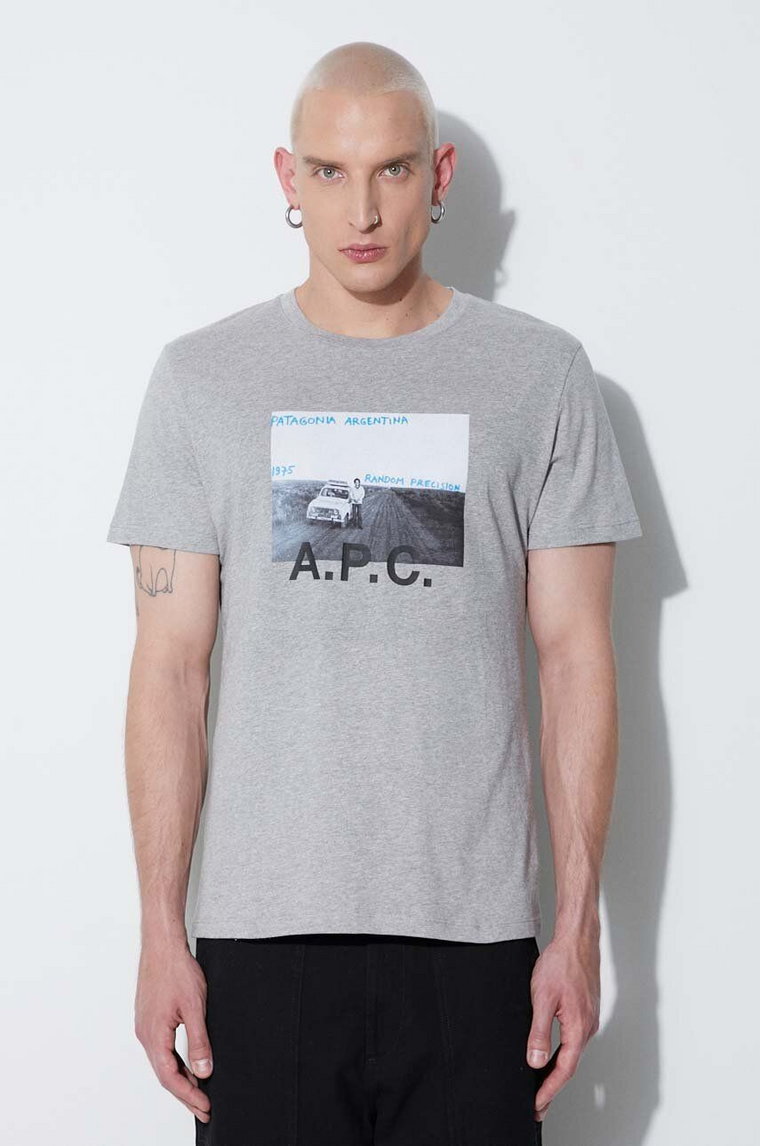 A.P.C. t-shirt bawełniany kolor szary z nadrukiem COEMV.H26058-GREY