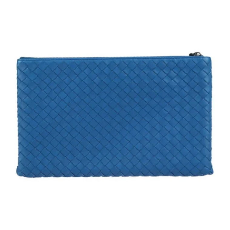 Używana Niebieska Skórzana Vintage Clutch Bottega Veneta Vintage