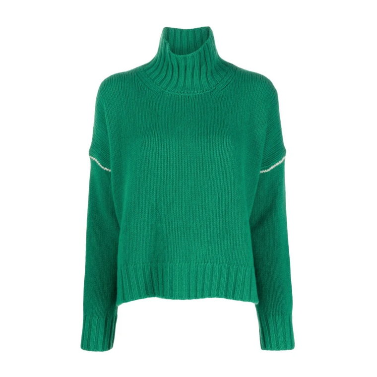 Zielony Sweter z Kontrastowym Ściegiem Woolrich