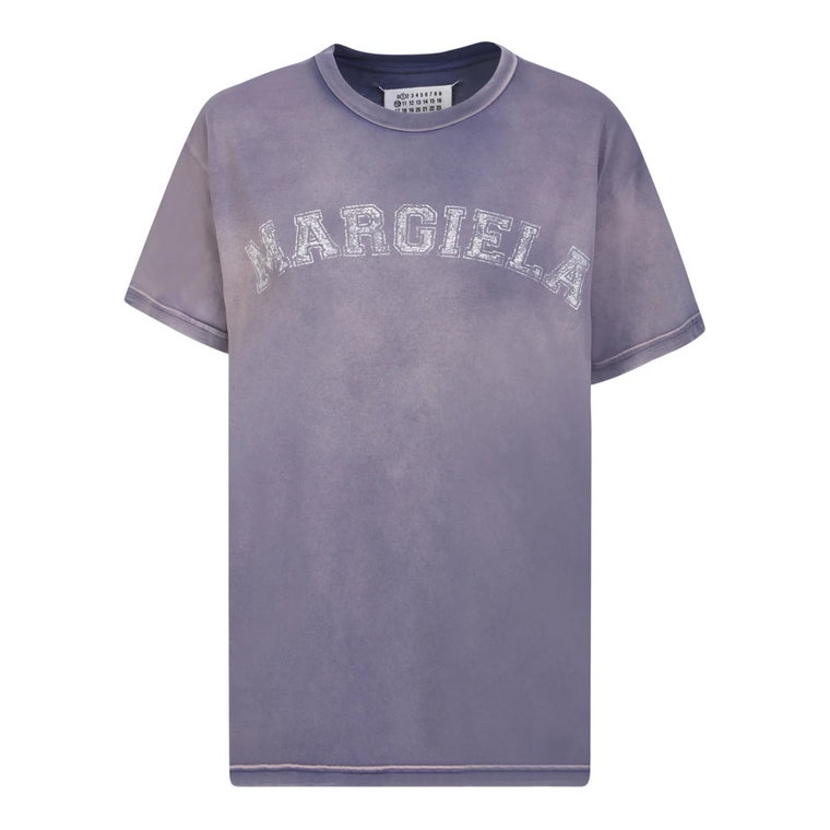 Fioletowa koszulka z nadrukiem logo Maison Margiela