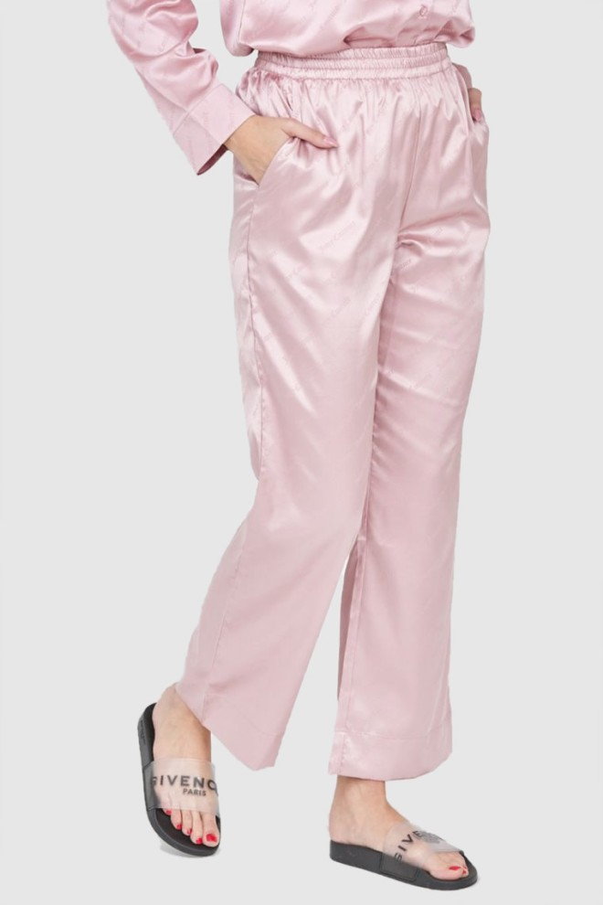 JUICY COUTURE Różowe satynowe spodnie piżamowe w logo