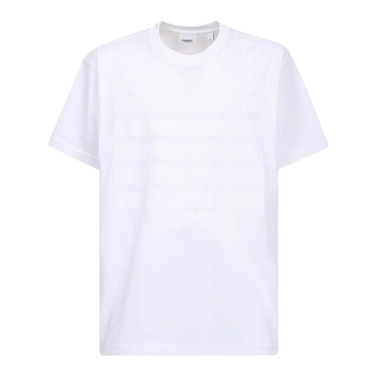 Biały Oversize T-Shirt w Paski dla Mężczyzn Burberry