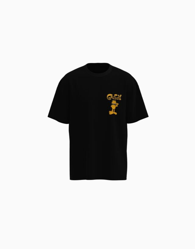 Bershka Garfield  Koszulka O Kwadratowym Kroju Z Krótkim Rękawem I Nadrukiem Mężczyzna M Czarny