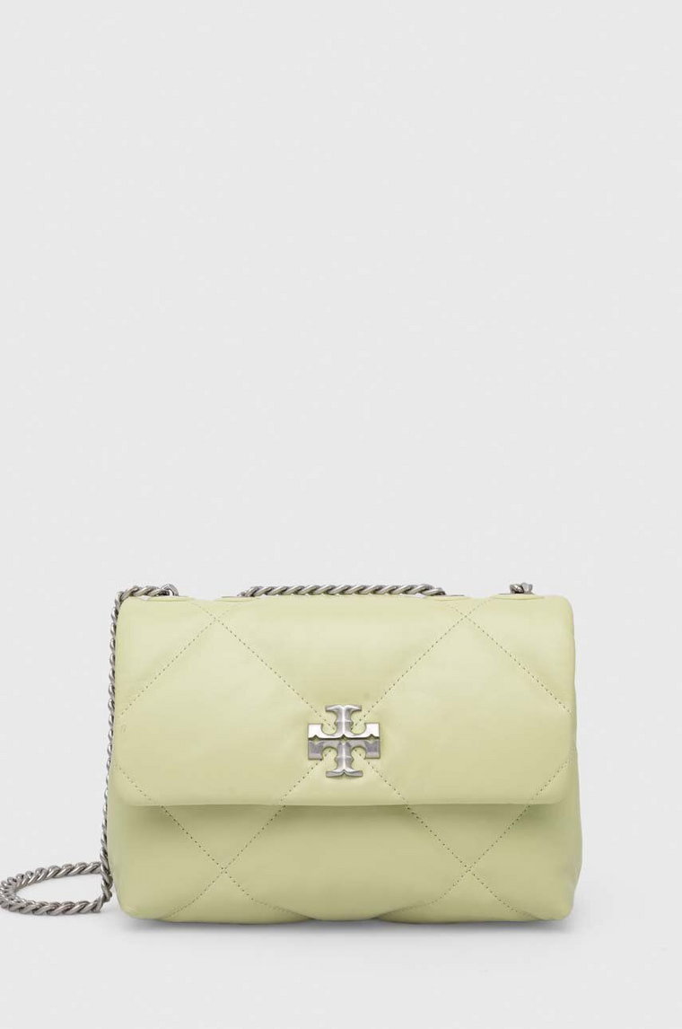 Tory Burch torebka skórzana Kira Diamond Quilt Small kolor zielony 154706.300