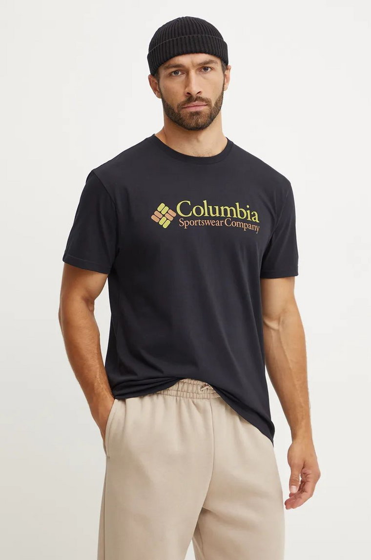 Columbia t-shirt CSC Basic Logo męski kolor czarny z nadrukiem 1680053