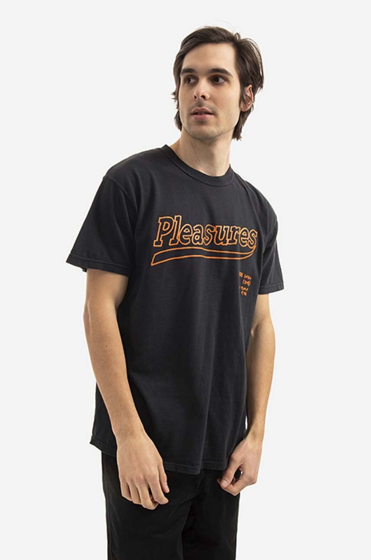 PLEASURES t-shirt bawełniany Dub Pigment męski kolor czarny z nadrukiem P21W040-BLACK P21W040-NATURAL