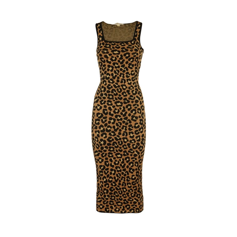 Cheetah Square Neck Midi Sukienka Michael Kors