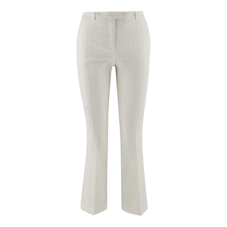 Białe Spodnie z Bawełny Stretch z Wzorem QL2 Quelledue