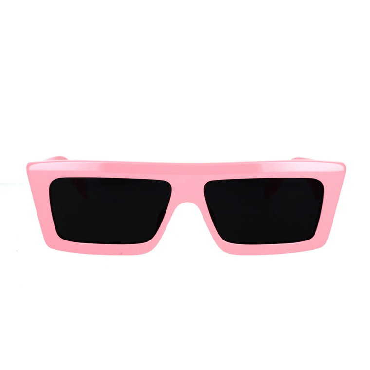 Efektowne kwadratowe okulary przeciwsłoneczne z różowego acetatu z szarymi organicznymi soczewkami Celine