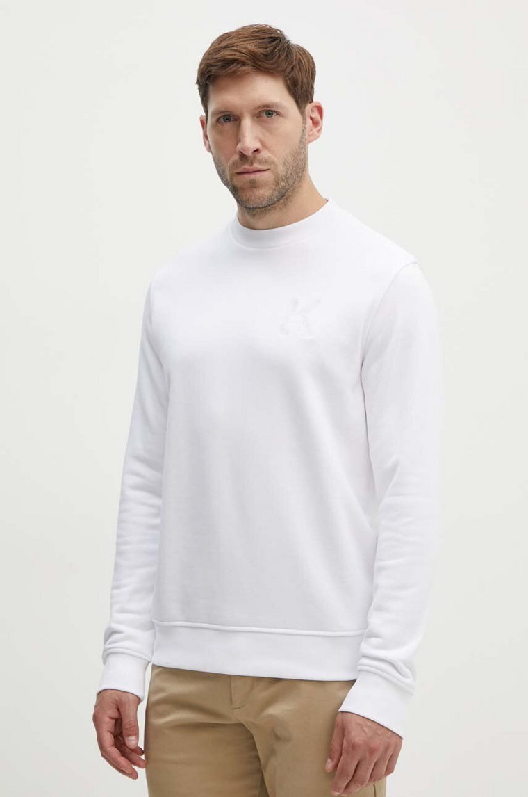 Karl Lagerfeld bluza męska kolor biały gładka