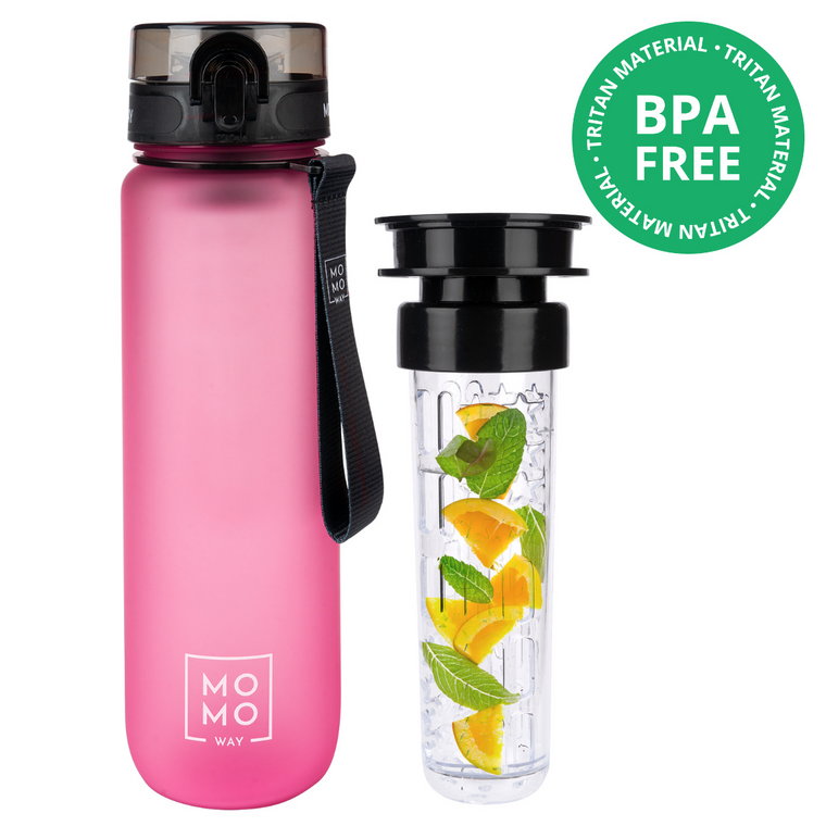 Butelka na wodę MOMO WAY ciemno - różowa | idealna na podróż | BPA free | Tritan