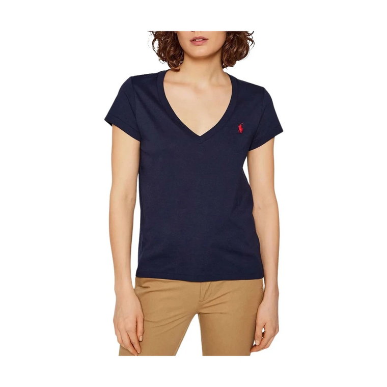 Elegancki T-shirt z dekoltem w serek Ralph Lauren