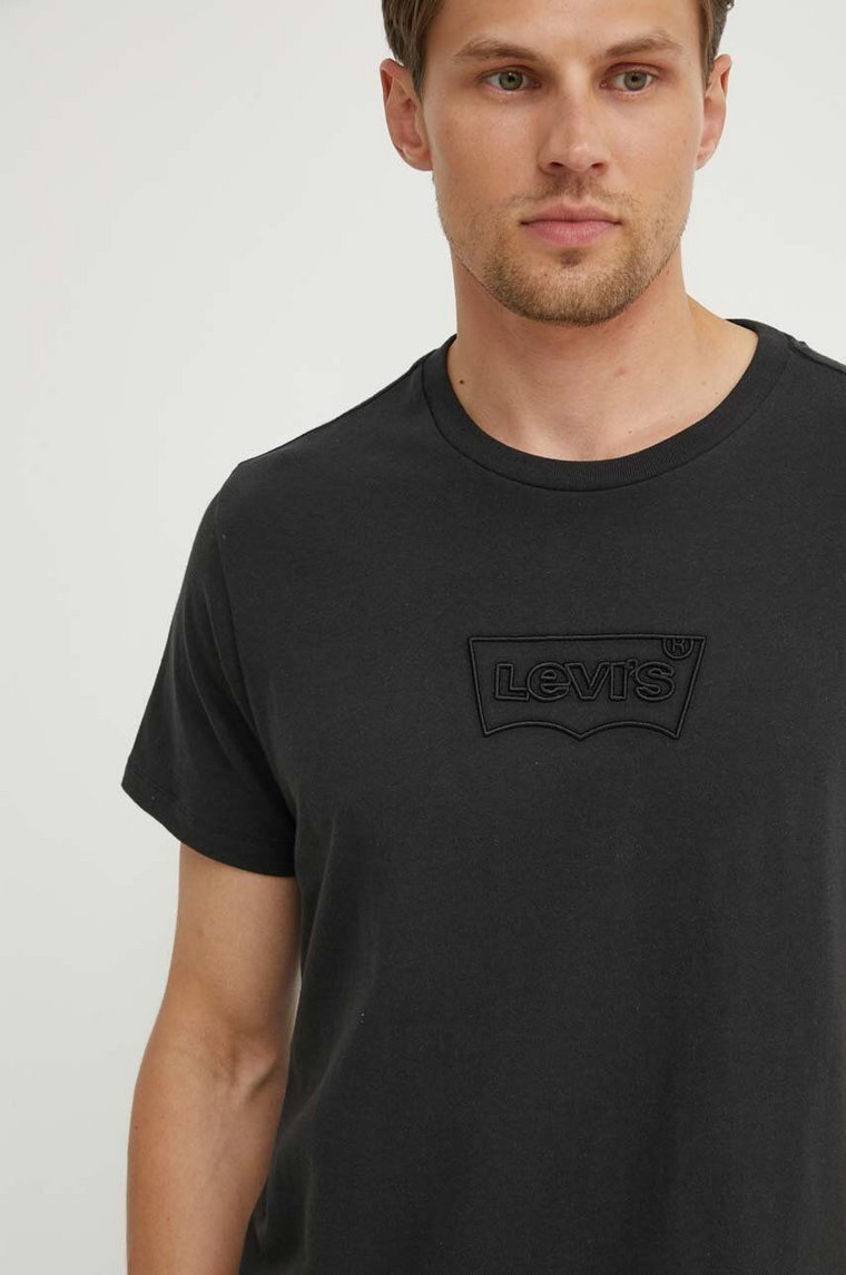 Levi's t-shirt bawełniany męski kolor czarny z nadrukiem