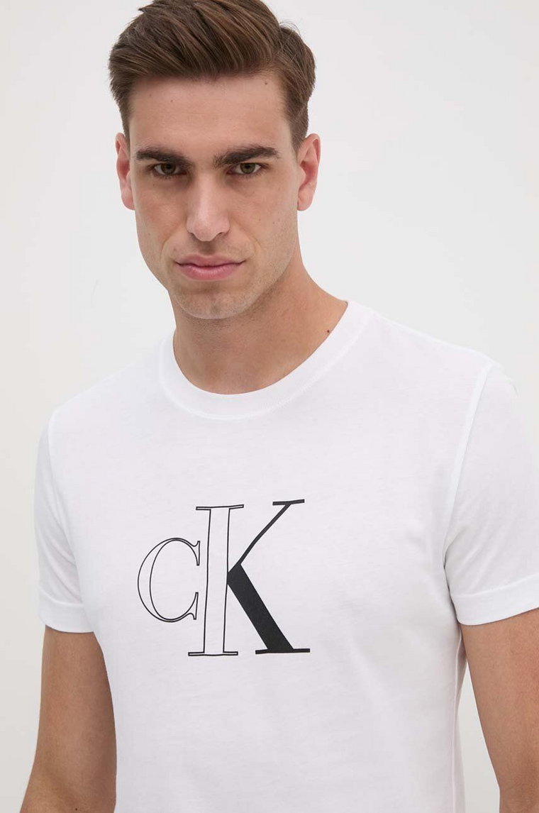 Calvin Klein Jeans t-shirt bawełniany męski kolor biały z nadrukiem J30J325678