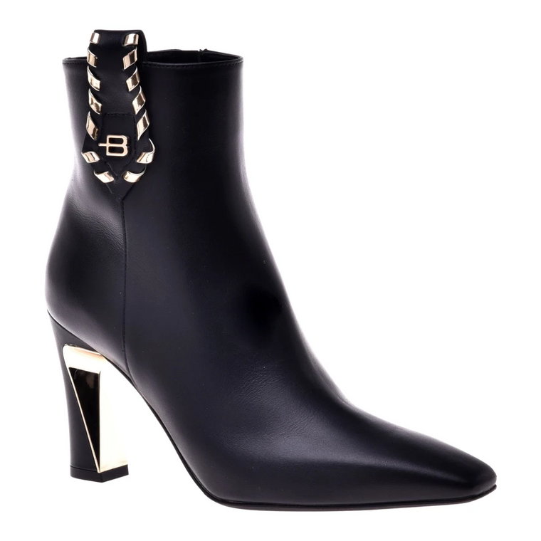 Black and platinum calfskin ankle boots Baldinini