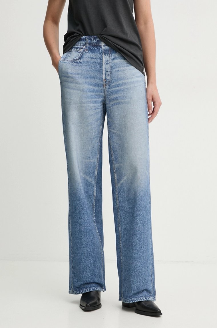 Rag & Bone jeansy damskie kolor niebieski szerokie high waist WCW23F70018201