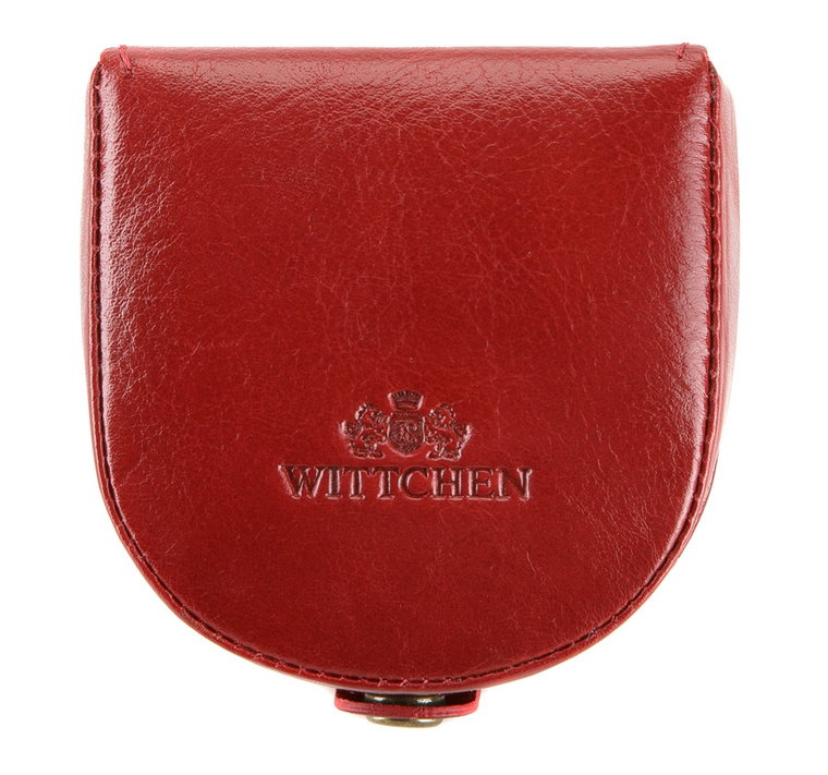 Damski portfel skórzany w kształcie podkowy czerwony