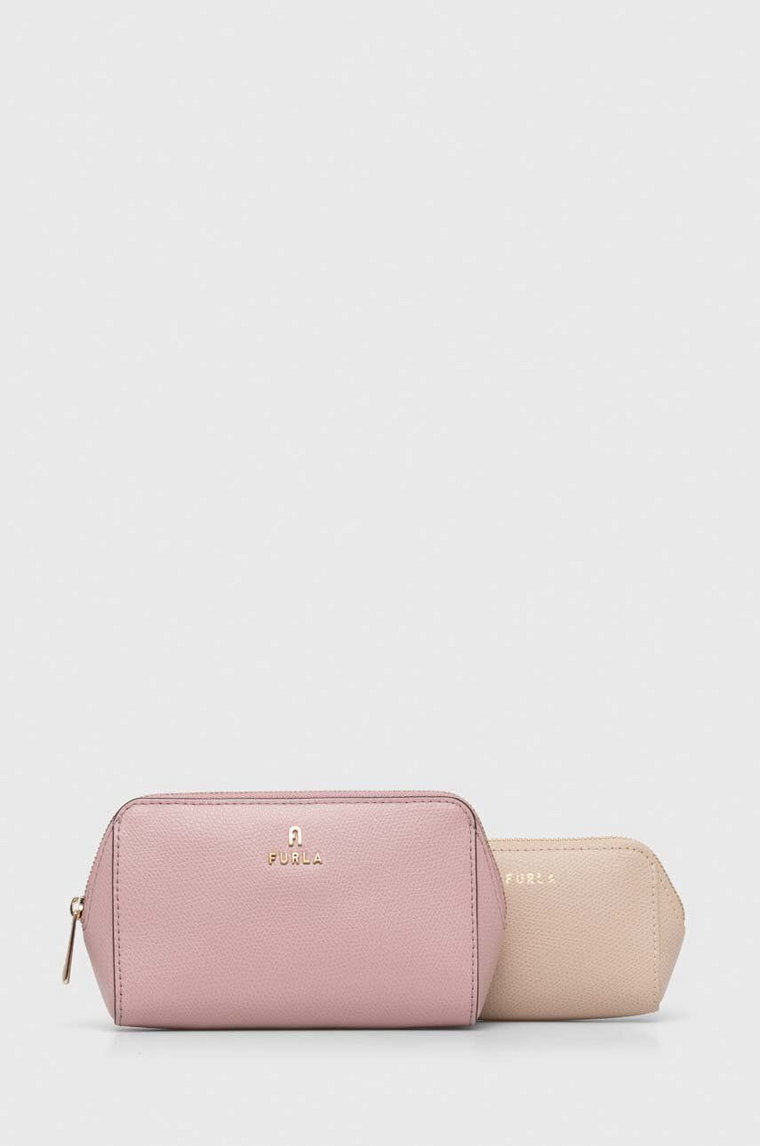 Furla kosmetyczka skórzana 2-pack kolor różowy