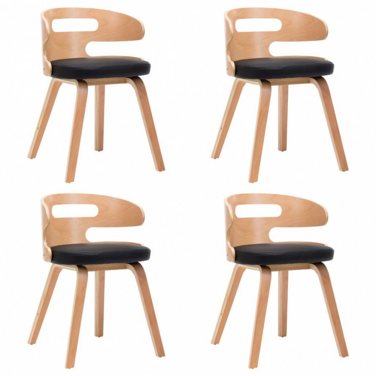 Krzesła do jadalni 4 szt. czarne gięte drewno i ekoskóra kod: V-278854