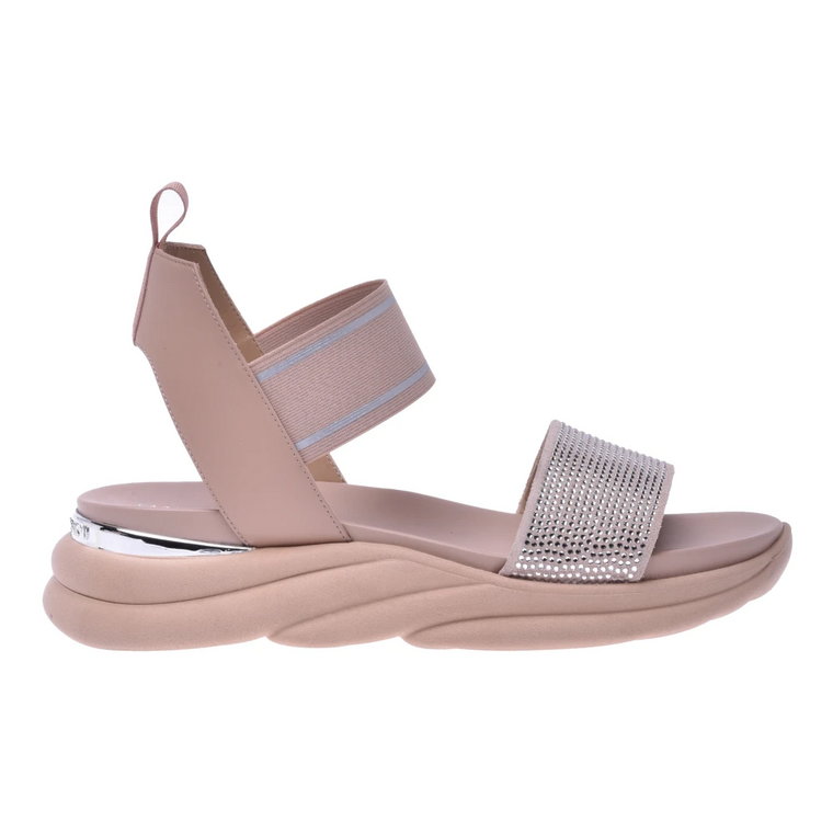 Nude leather and rhinestone sandals Baldinini